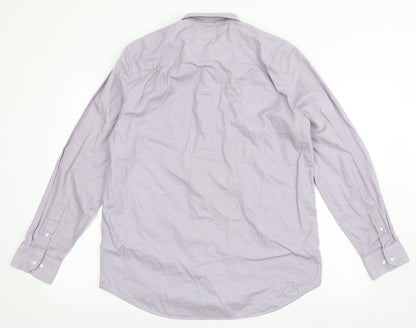 Mens UK Size 16.5 NEXT Purple  Button-Up Long Sleeve Casual Shirt