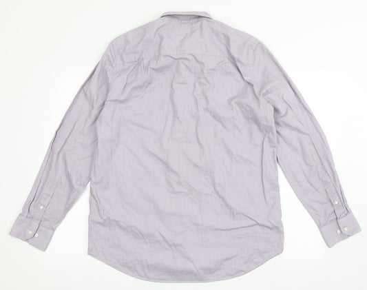 Mens UK Size 16.5 NEXT Purple  Button-Up Long Sleeve Casual Shirt