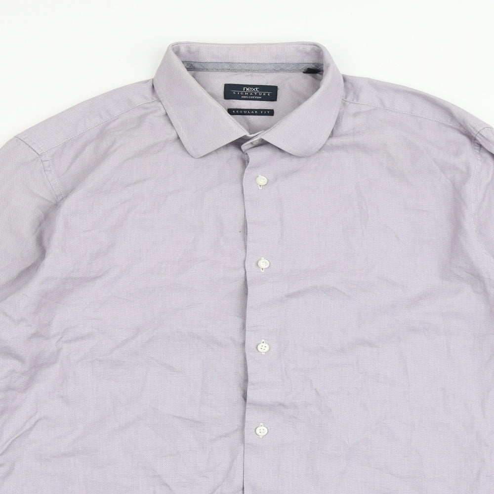 Mens UK Size 16.5 NEXT Purple  Button-Up Long Sleeve Casual Shirt