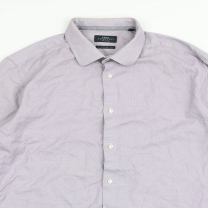 Mens UK Size 16.5 NEXT Purple  Button-Up Long Sleeve Casual Shirt
