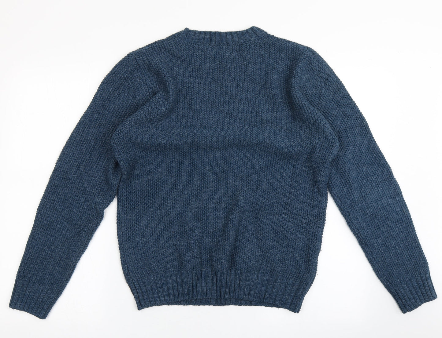 Cedar Wood State Mens Blue Round Neck  Acrylic Pullover Jumper Size S