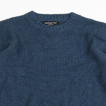 Cedar Wood State Mens Blue Round Neck  Acrylic Pullover Jumper Size S