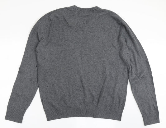 Gap Mens Grey V-Neck  Cotton Pullover Jumper Size L