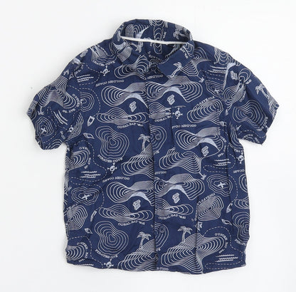 Matalan Boys Blue  100% Cotton Basic Button-Up Size 9-12 Months Collared Button - Pirates Cove
