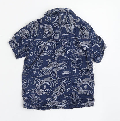 Matalan Boys Blue  100% Cotton Basic Button-Up Size 9-12 Months Collared Button - Pirates Cove