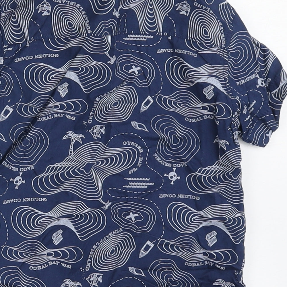 Matalan Boys Blue  100% Cotton Basic Button-Up Size 9-12 Months Collared Button - Pirates Cove