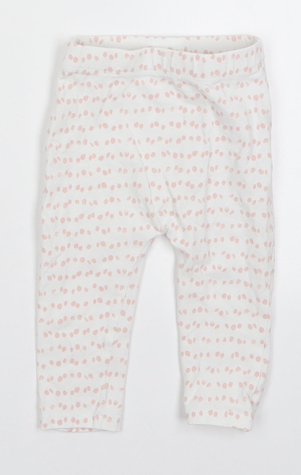 George Girls White Polka Dot Cotton Sweatpants Trousers Size 6-9 Months   - Pink Polka Dot