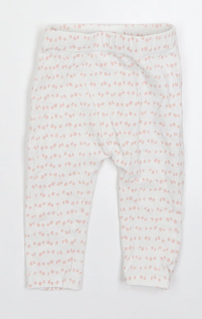 George Girls White Polka Dot Cotton Sweatpants Trousers Size 6-9 Months   - Pink Polka Dot