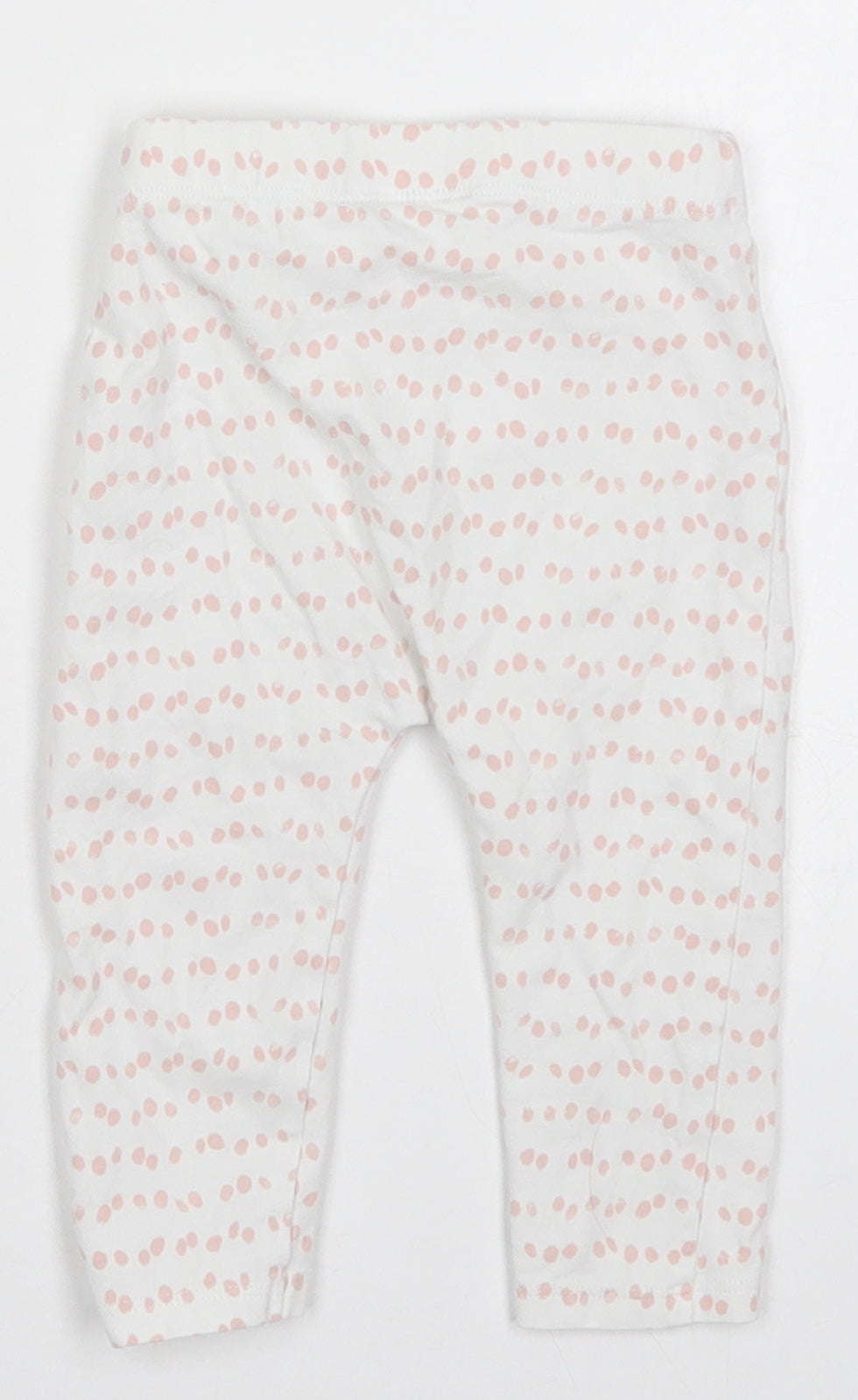 George Girls White Polka Dot Cotton Sweatpants Trousers Size 6-9 Months   - Pink Polka Dot