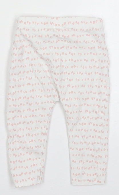 George Girls White Polka Dot Cotton Sweatpants Trousers Size 6-9 Months   - Pink Polka Dot