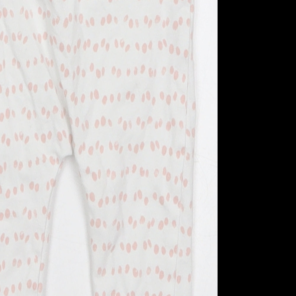 George Girls White Polka Dot Cotton Sweatpants Trousers Size 6-9 Months   - Pink Polka Dot