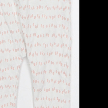 George Girls White Polka Dot Cotton Sweatpants Trousers Size 6-9 Months   - Pink Polka Dot