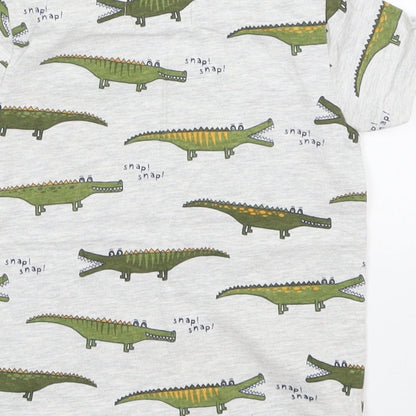 Dunnes Boys Grey  Cotton Basic T-Shirt Size 18-24 Months Crew Neck Pullover - Crocodile