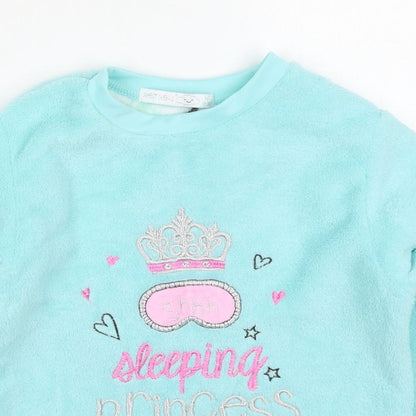 B&M Girls Blue Solid Polyester Top Pyjama Top Size 6-7 Years  Pullover - Sleeping Princess