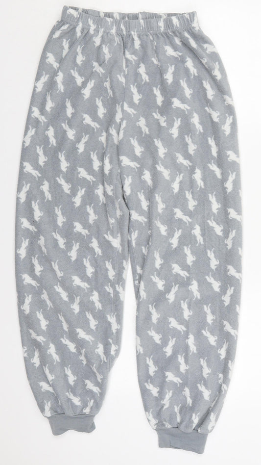Avenue Womens Grey  Polyester Trousers  Size 8 L26 in Regular  - Unicorn Pyjama Pants