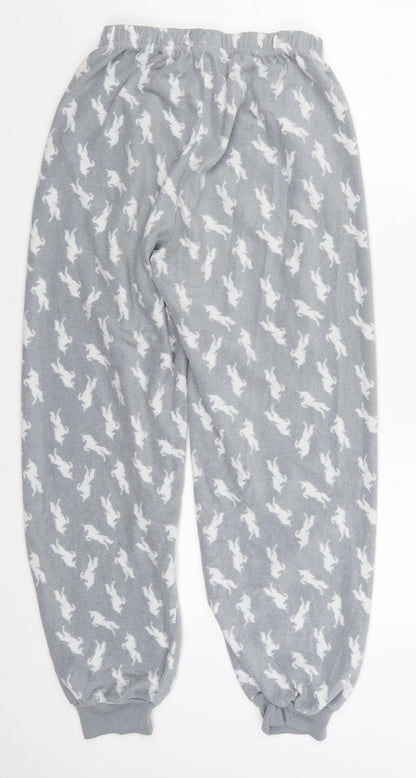 Avenue Womens Grey  Polyester Trousers  Size 8 L26 in Regular  - Unicorn Pyjama Pants