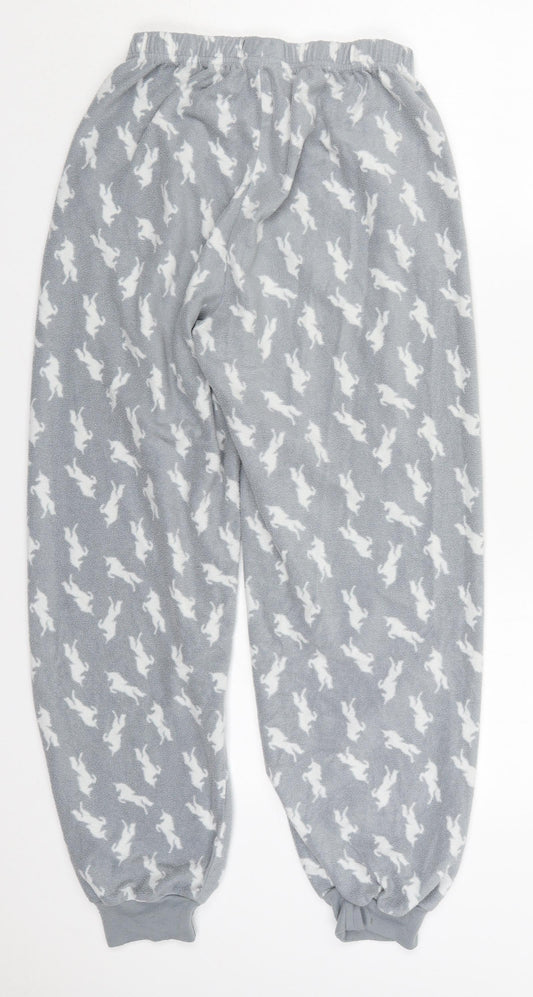 Avenue Womens Grey  Polyester Trousers  Size 8 L26 in Regular  - Unicorn Pyjama Pants