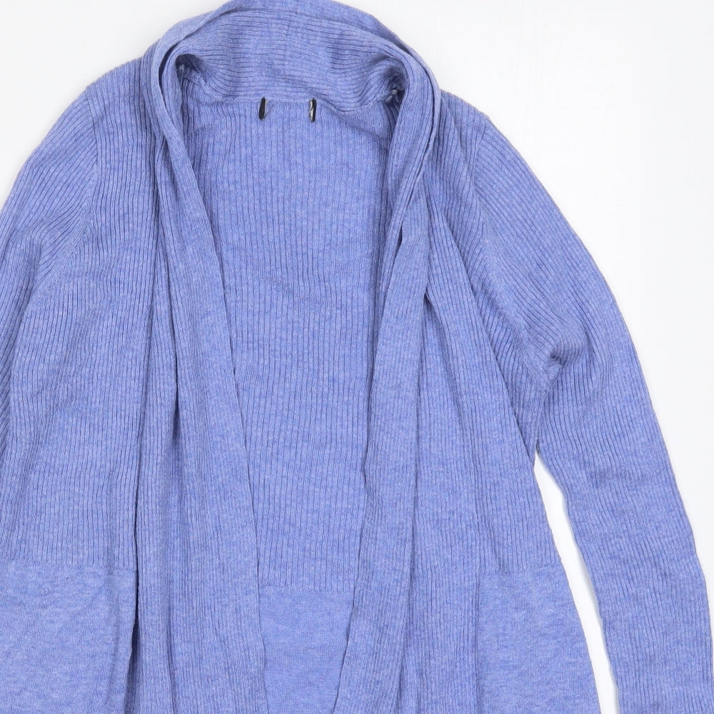 F&F Womens Blue V-Neck  Nylon Cardigan Jumper Size 10