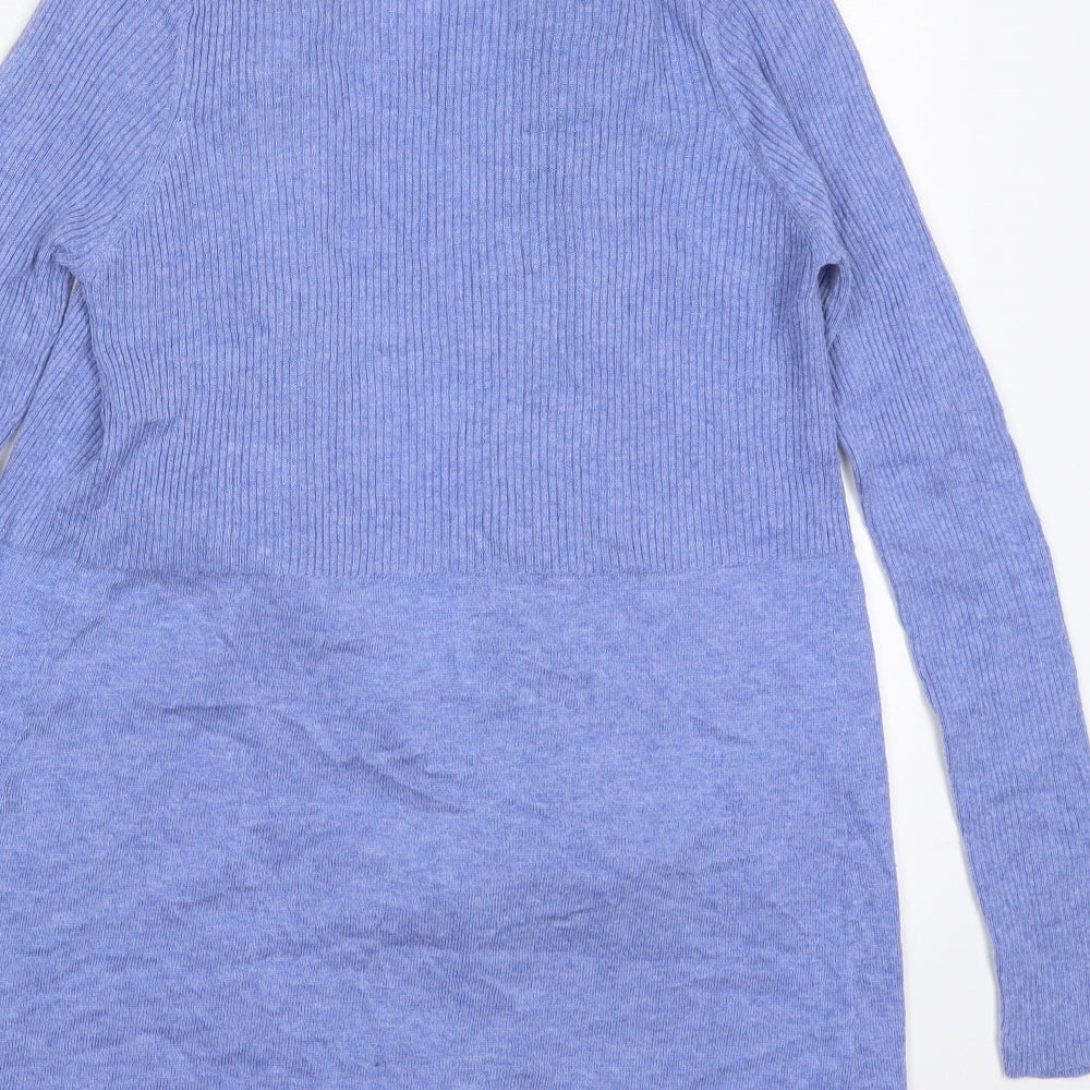 F&F Womens Blue V-Neck  Nylon Cardigan Jumper Size 10