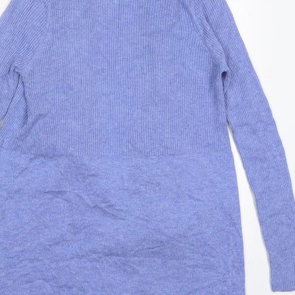 F&F Womens Blue V-Neck  Nylon Cardigan Jumper Size 10