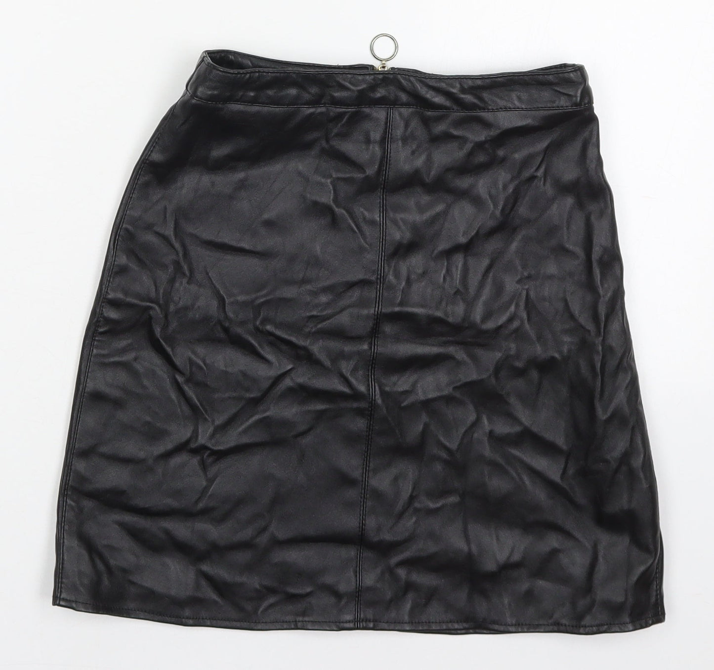 Atmosphere Womens Black  Polyurethane A-Line Skirt Size 4   Zip