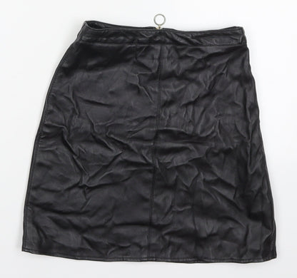 Atmosphere Womens Black  Polyurethane A-Line Skirt Size 4   Zip