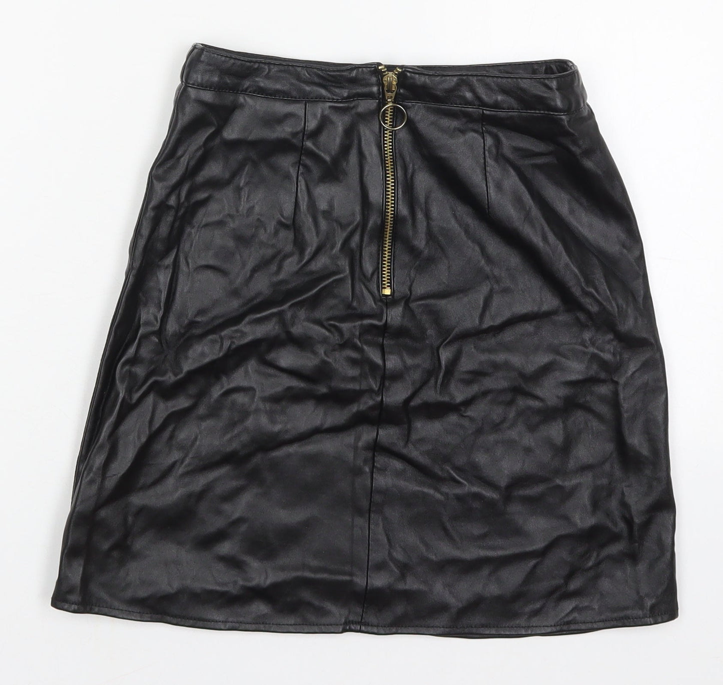 Atmosphere Womens Black  Polyurethane A-Line Skirt Size 4   Zip