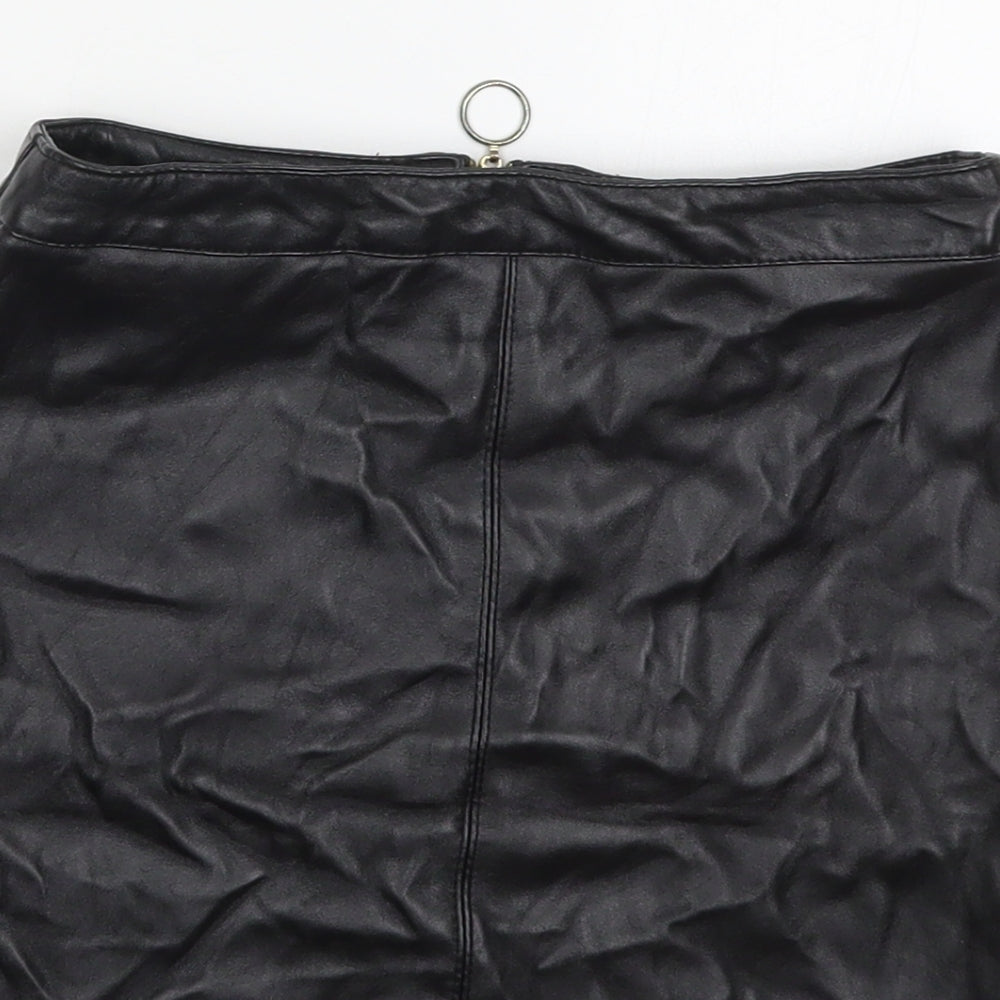 Atmosphere Womens Black  Polyurethane A-Line Skirt Size 4   Zip
