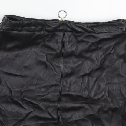 Atmosphere Womens Black  Polyurethane A-Line Skirt Size 4   Zip