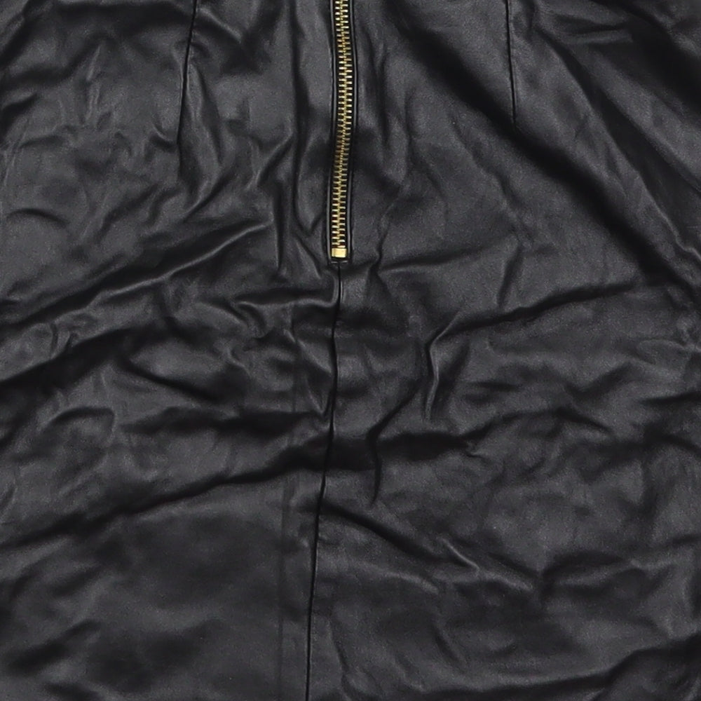 Atmosphere Womens Black  Polyurethane A-Line Skirt Size 4   Zip
