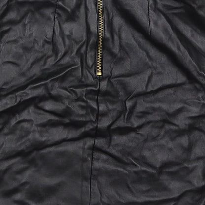 Atmosphere Womens Black  Polyurethane A-Line Skirt Size 4   Zip