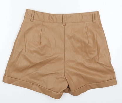 Primark Womens Brown  Polyurethane Bermuda Shorts Size 12 L3 in Regular Hook & Eye