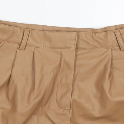 Primark Womens Brown  Polyurethane Bermuda Shorts Size 12 L3 in Regular Hook & Eye