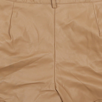 Primark Womens Brown  Polyurethane Bermuda Shorts Size 12 L3 in Regular Hook & Eye
