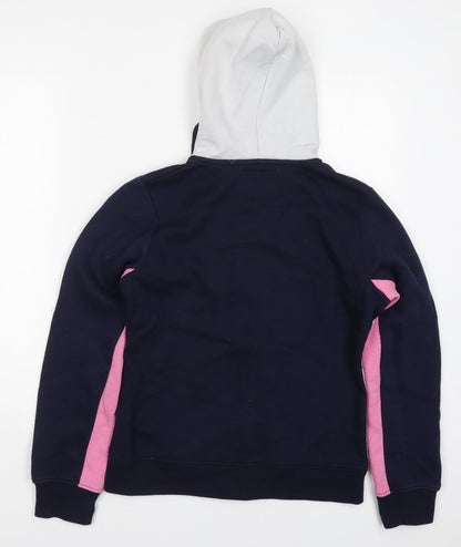 Play it Womens Blue Colourblock Cotton Full Zip Hoodie Size M  Zip - Pink