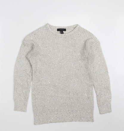 Atmosphere Womens White Round Neck  Acrylic Pullover Jumper Size 6