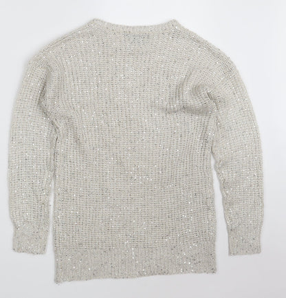 Atmosphere Womens White Round Neck  Acrylic Pullover Jumper Size 6