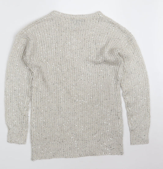 Atmosphere Womens White Round Neck  Acrylic Pullover Jumper Size 6