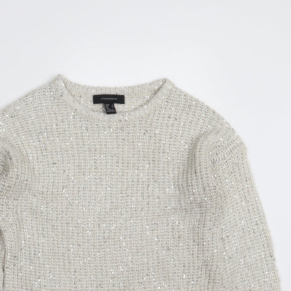 Atmosphere Womens White Round Neck  Acrylic Pullover Jumper Size 6