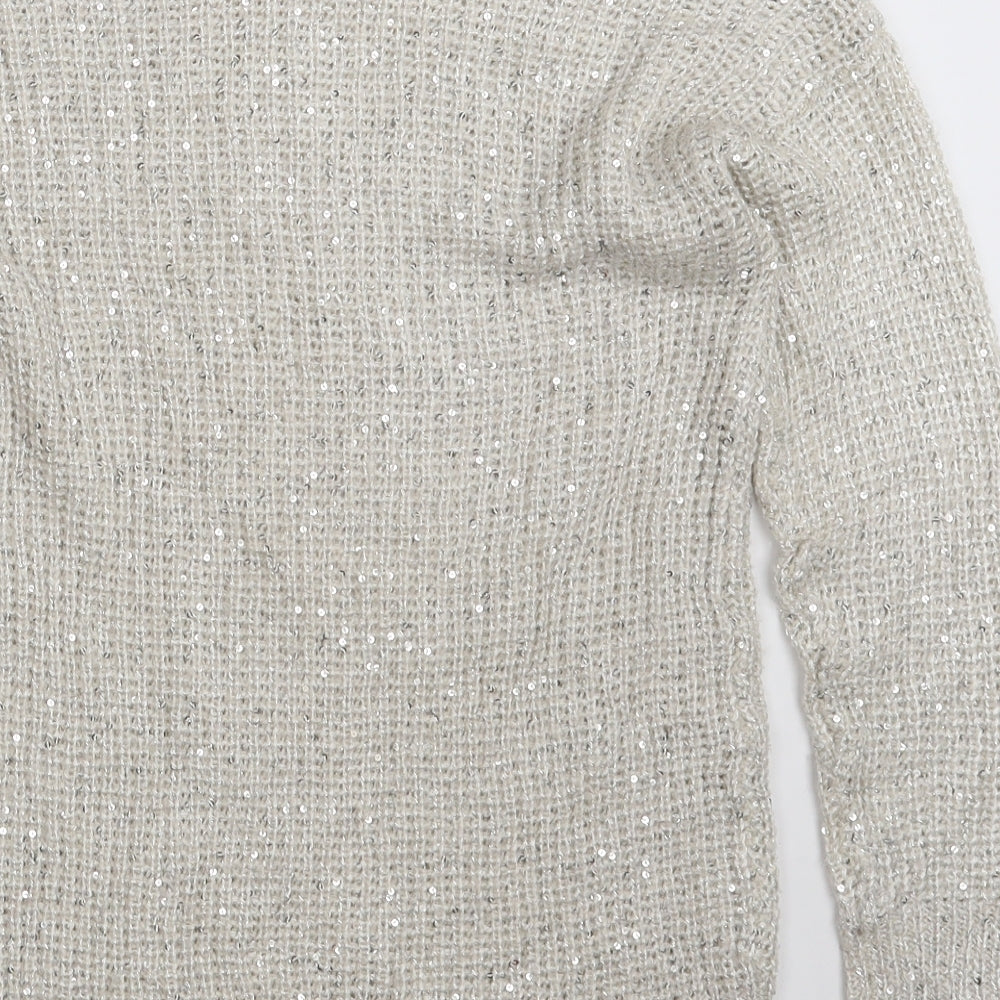 Atmosphere Womens White Round Neck  Acrylic Pullover Jumper Size 6