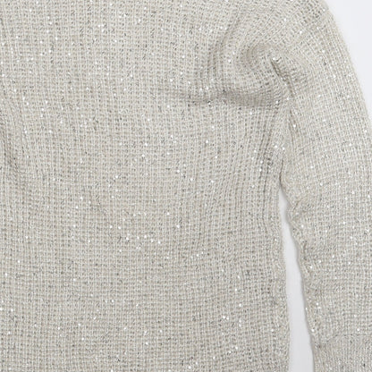 Atmosphere Womens White Round Neck  Acrylic Pullover Jumper Size 6