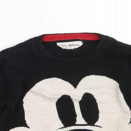 Gap Girls Black Round Neck Animal Print Cotton Pullover Jumper Size 5 Years   - Disney