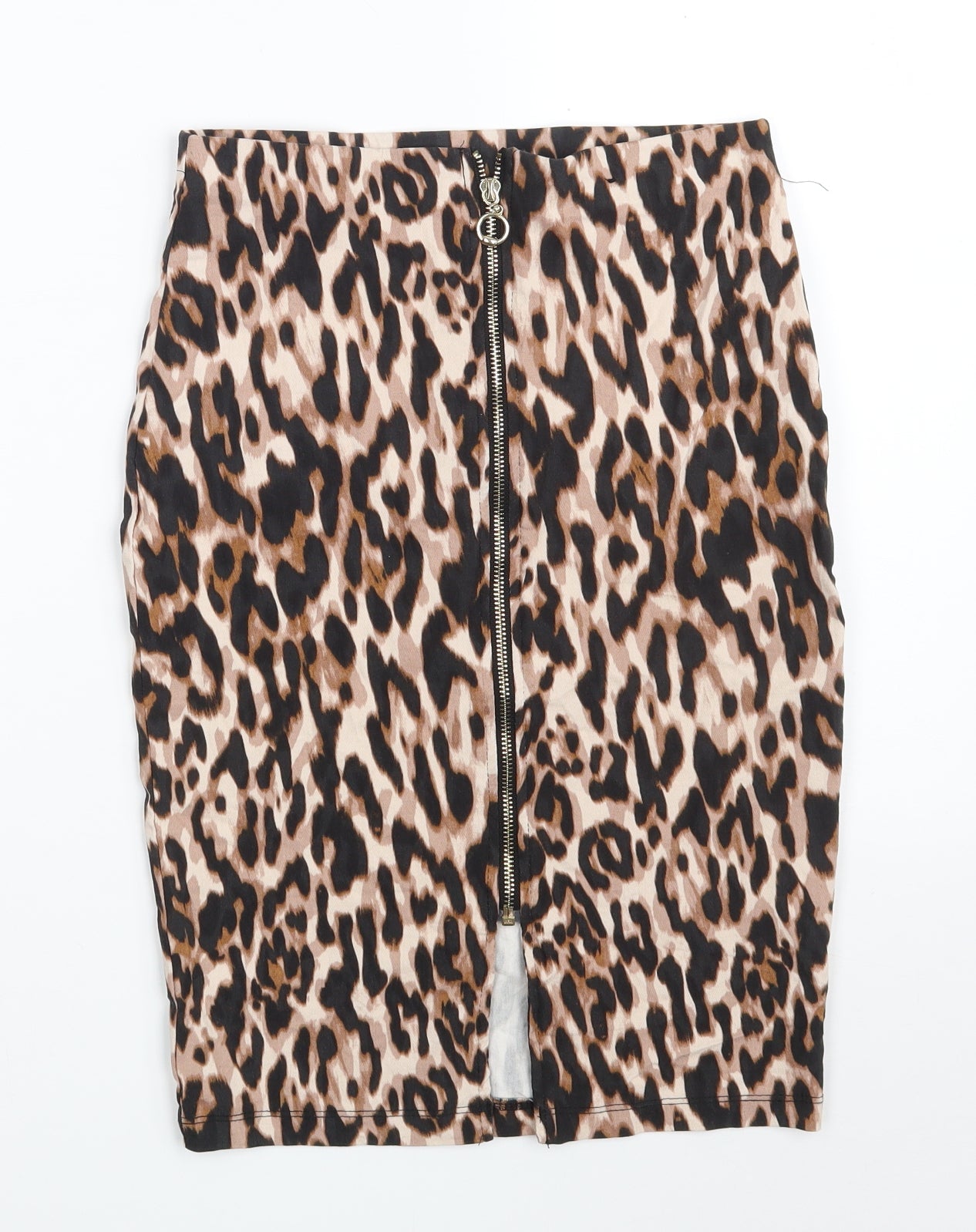 Atmosphere Womens Brown Animal Print Viscose A-Line Skirt Size 8   Zip