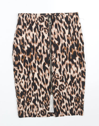 Atmosphere Womens Brown Animal Print Viscose A-Line Skirt Size 8   Zip