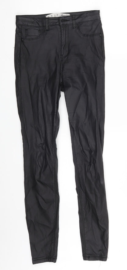 Denim Co. Womens Black  Viscose Trousers  Size 8 L27 in Slim Zip