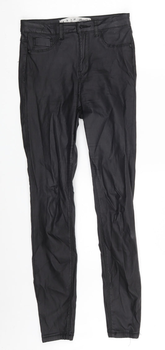Denim Co. Womens Black  Viscose Trousers  Size 8 L27 in Slim Zip