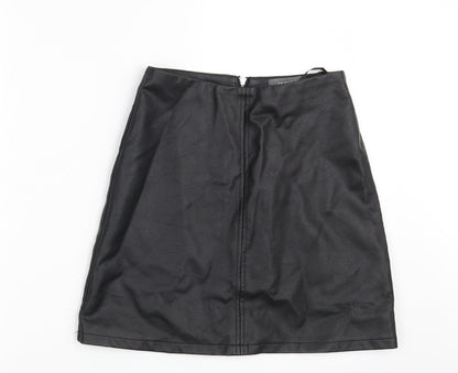 Primark Womens Black  Polyester A-Line Skirt Size 6   Zip