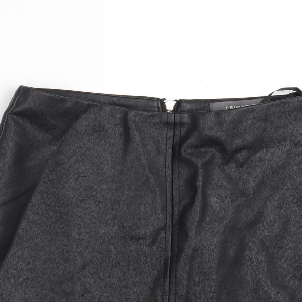 Primark Womens Black  Polyester A-Line Skirt Size 6   Zip