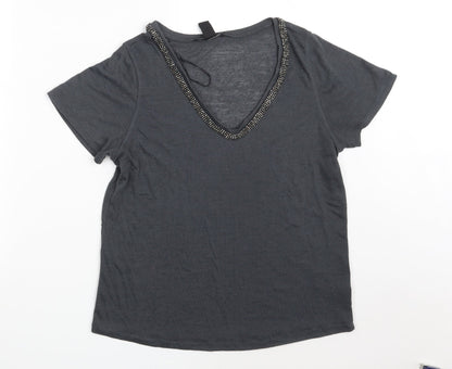 Womens UK Size S H&M Grey Basic T-Shirt