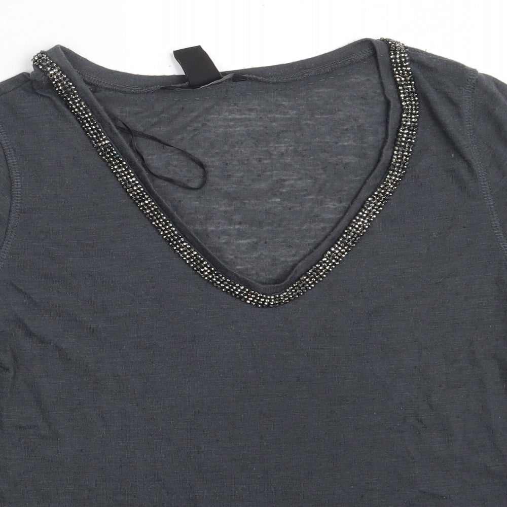 Womens UK Size S H&M Grey Basic T-Shirt